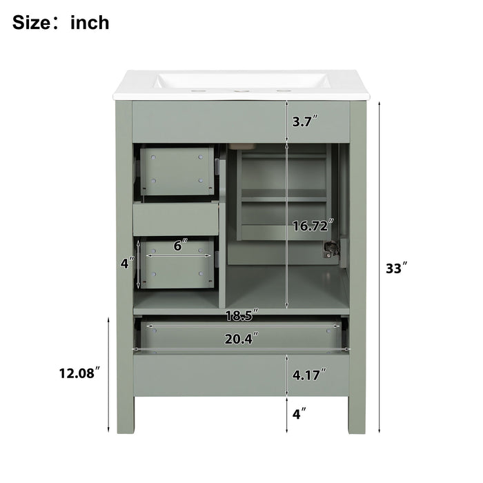 Bathroom Vanity With Sink, Soft-Close Doors, Double-Layer Shelf And 3 Drawers