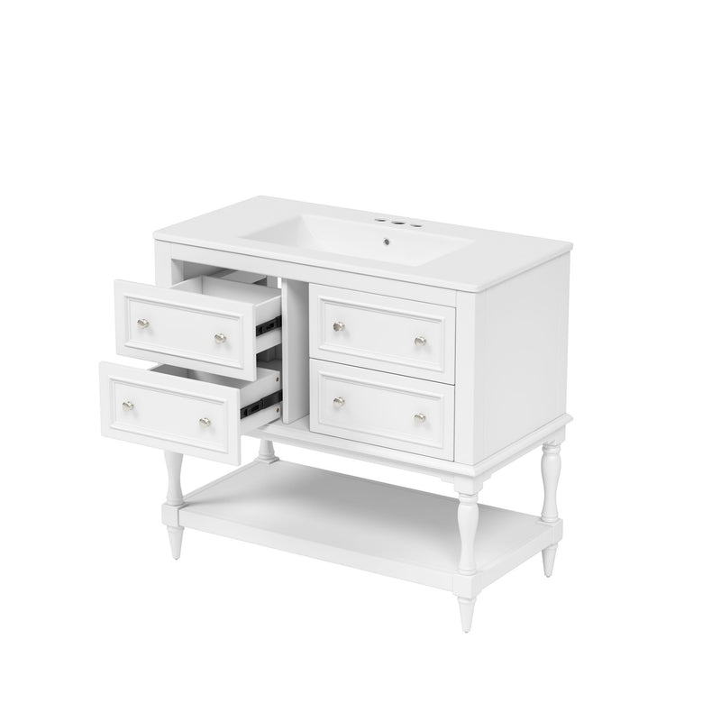 Bathroom Vanity Cabinet With Undermount Sink, 4 Drawer Set