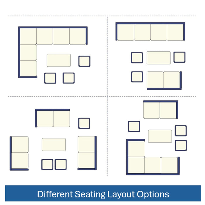 7 Piece Outdoor Dining Set With Cushions, Modular Sectional Sofa And Table