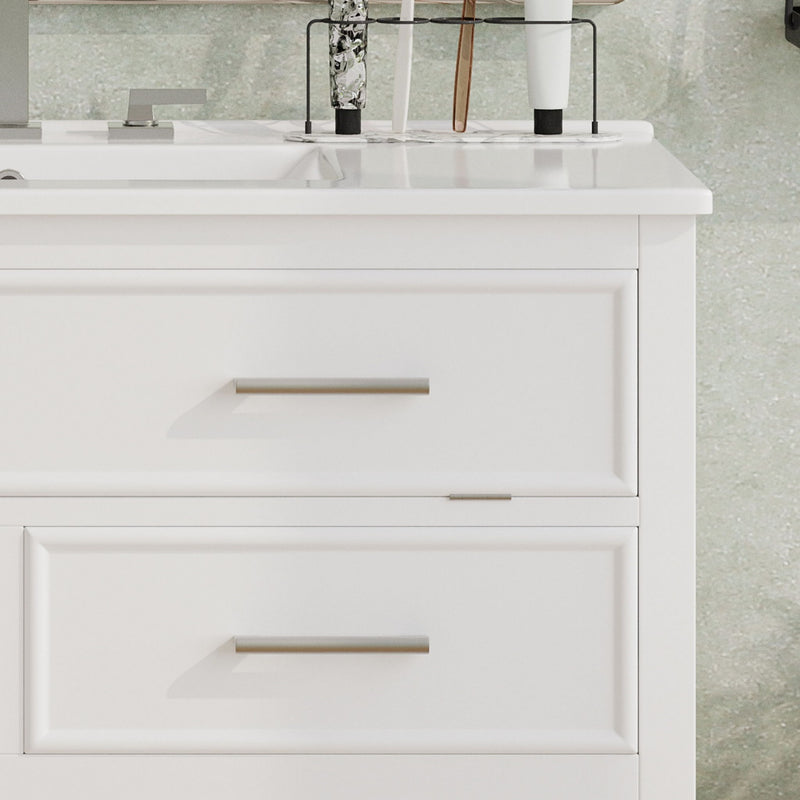 Bathroom Vanity With Ceramic Sink, Tip Out Tray & 2 Full Extension Drawers