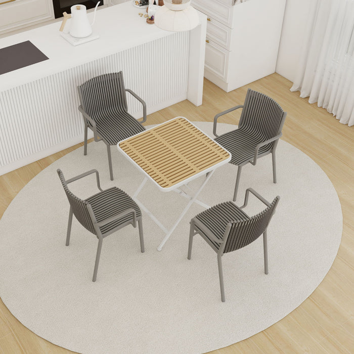 4 Piece Stackable Single Chairs With Vertical Stripe Design For All Weather