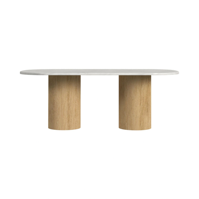 Sylvie Oval Dining Table with White Faux Marble Top