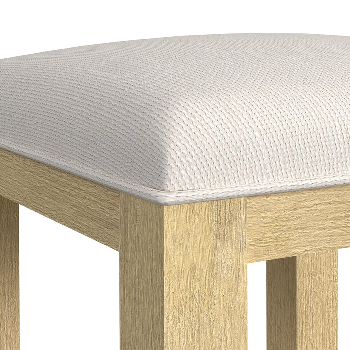 Ridgemont Dressing Stool with White Fabric in Natural