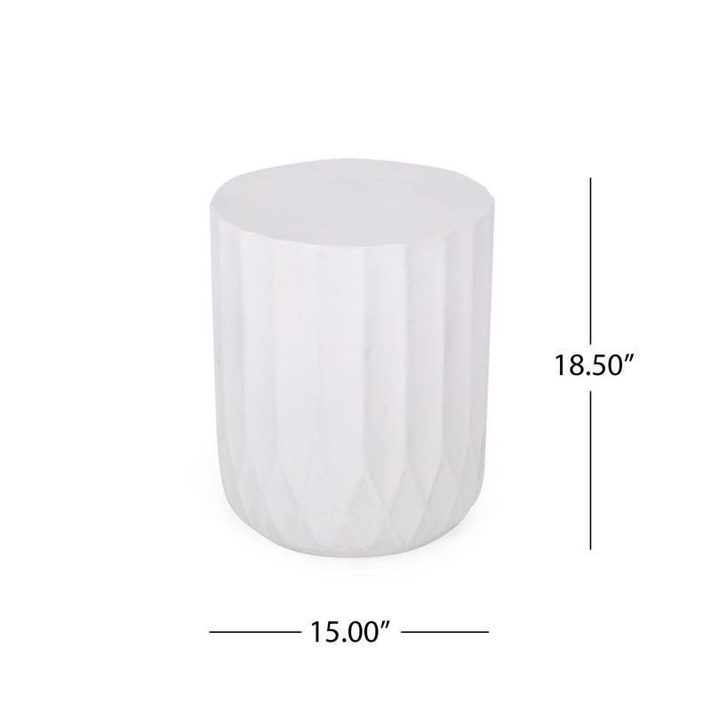 Outdoor End Table With Scallop Edge - Antique White