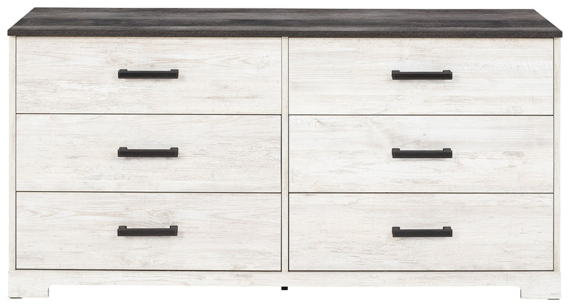 Shawburn - Six Drawer Dresser - Pewter-tone pulls - White / Black / Gray