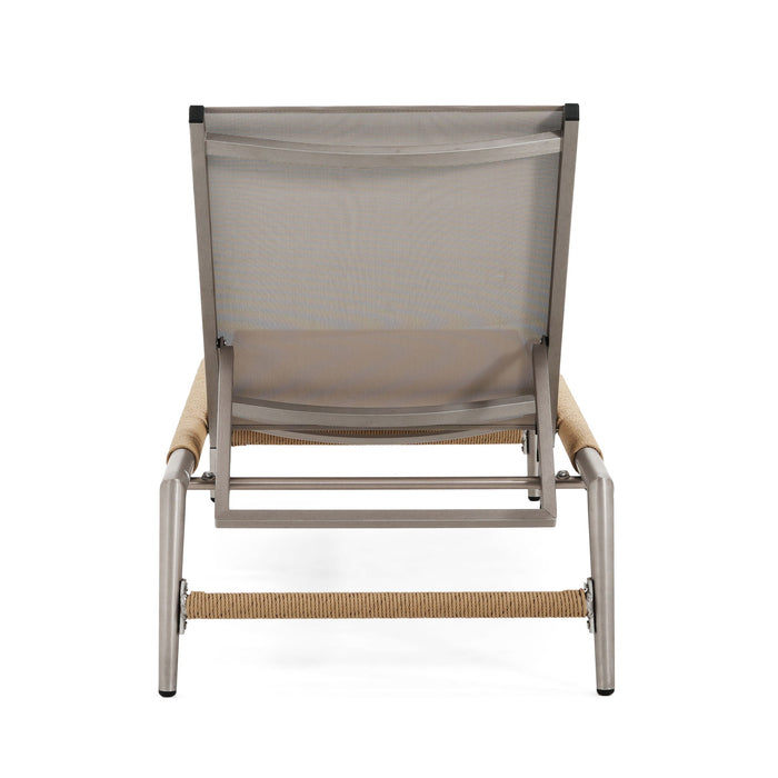 Hargrove - Outdoor Patio Aluminum Chaise Lounge (Set of 2) - Natural / Silver