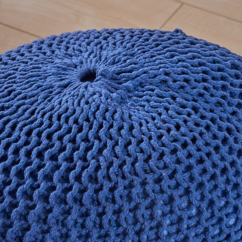 Bordeaux - Knitted Round Pouf, Versatile Ottoman And Floor Cushion
