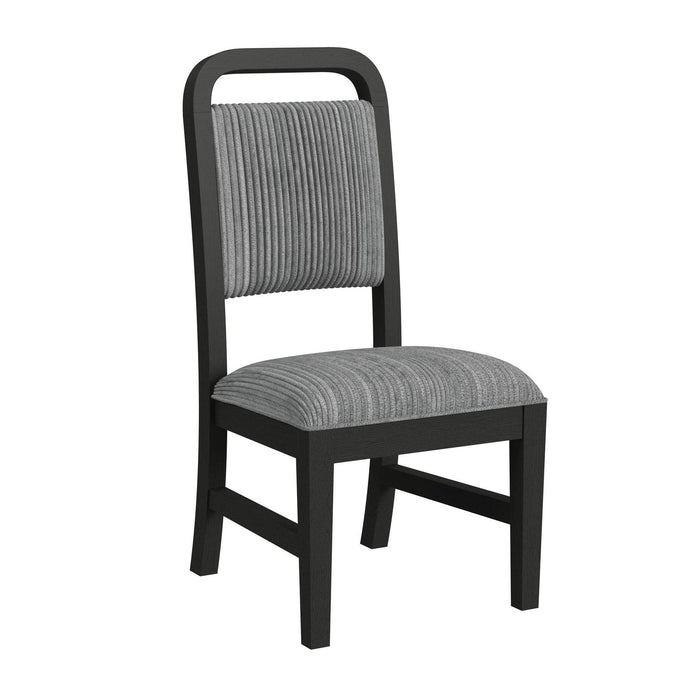 Ridgemont Dining Side Chair with Grey Fabric in Black with Grain (2 Per Carton)