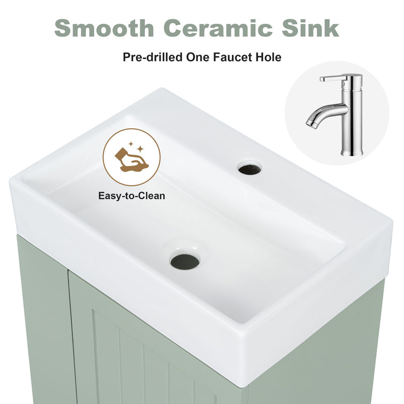 Modern Bathroom Vanity With Sink, Storage Cabinet, Drawer & Side Shelf