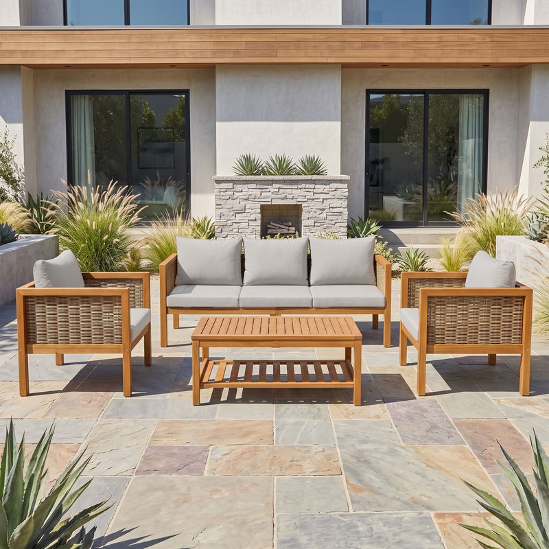 Patio Set Outdoor With Coffee Table And Cushions