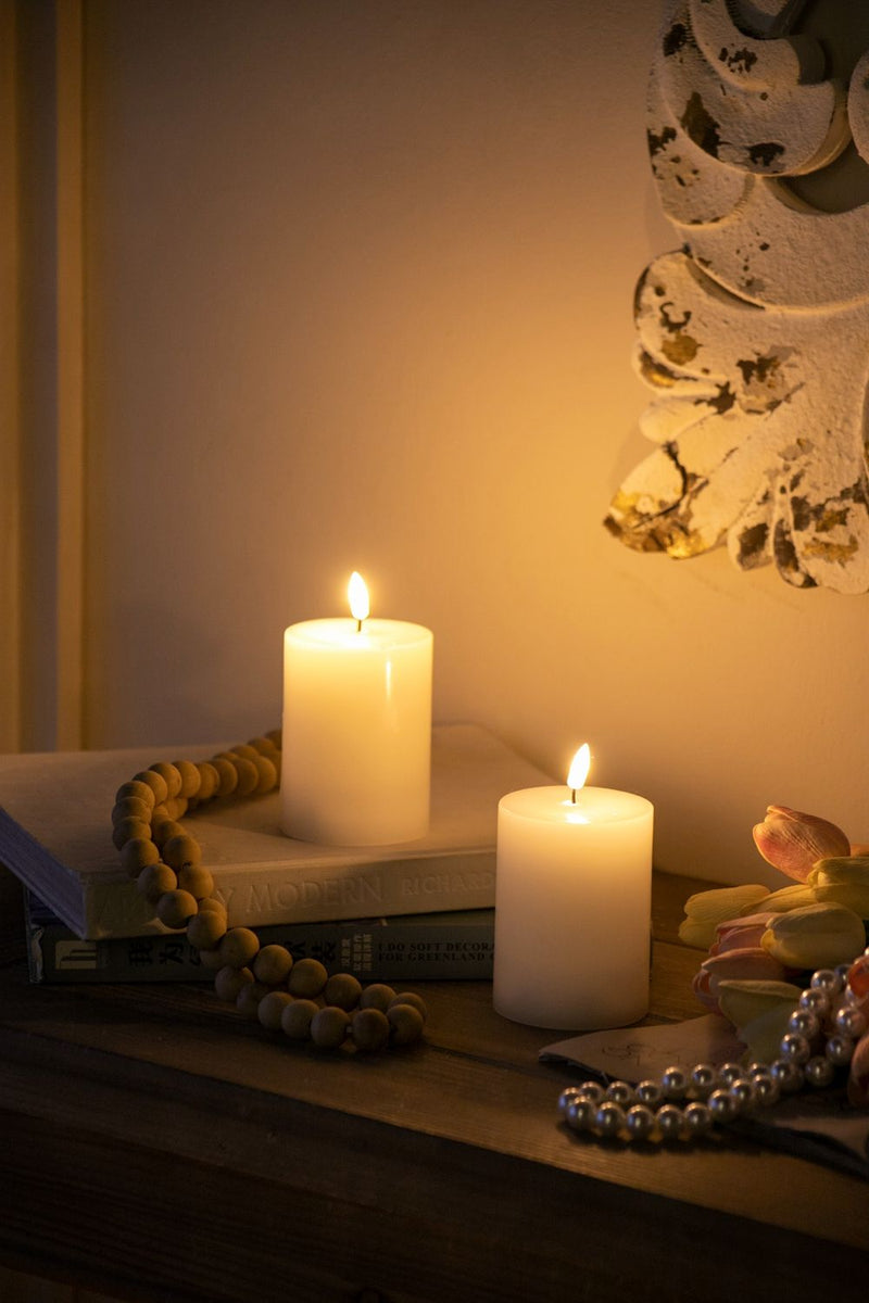 LED Candles With Wick And Remote Control Timer (Set of 2) - White