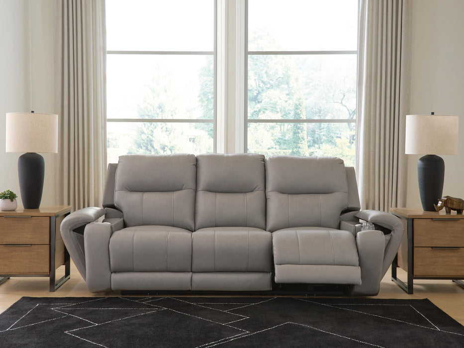 Real Moments - Power Reclining Sofa With Audio Seating - Ash