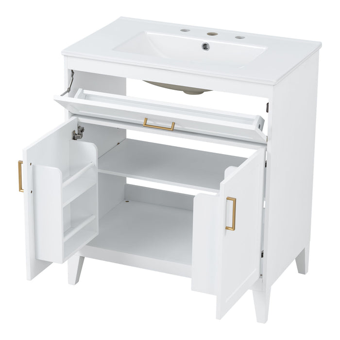Bathroom Vanity With Sink Top, Adjustable Shelf, Door Organizers