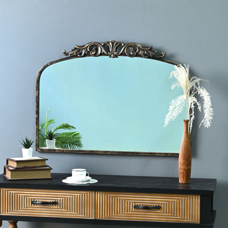 Handmade Arched Mirror, Ornate Baroque For Entryway - Antique Bronze