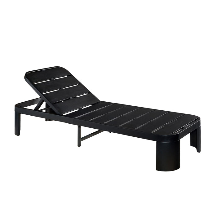 Outdoor Chaise Lounge Set With Side Table, 5 Position Adjustable Patio Recliner
