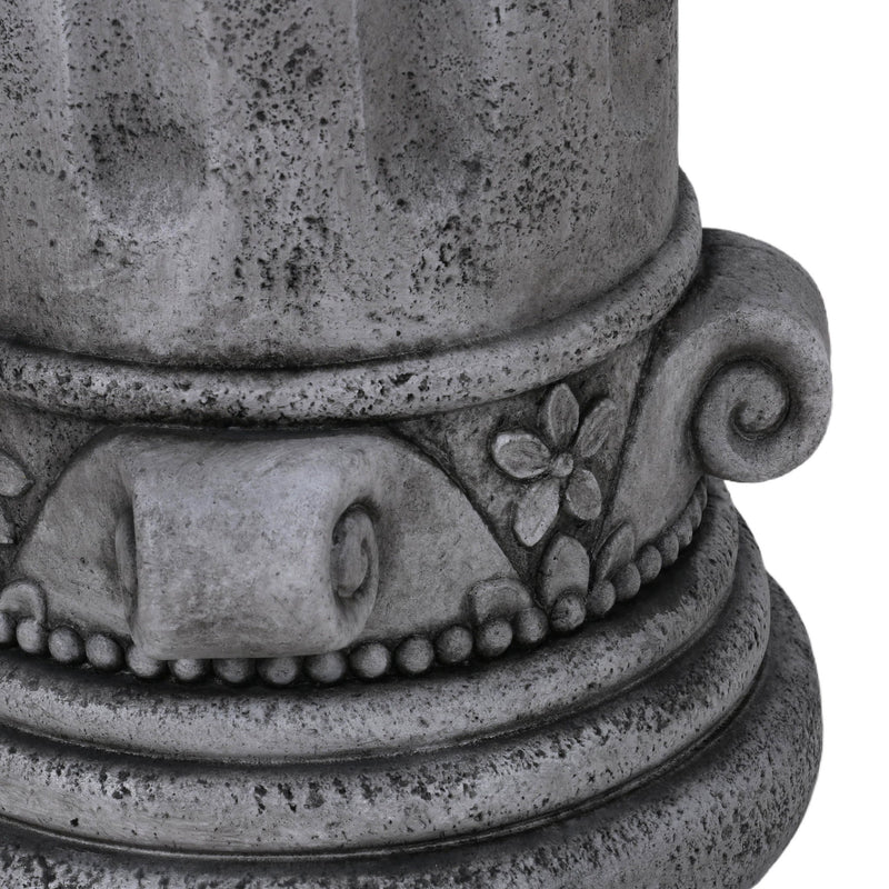 Outdoor End Table, Round Side Table For Patio And Garden - Antique Gray