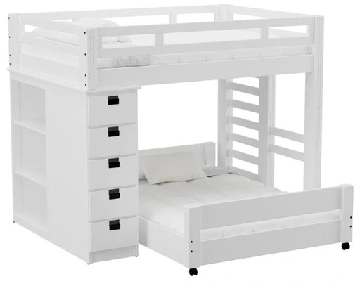 Elements International Cali Kids Twin Over Full Bookcase Loft Bed in White image