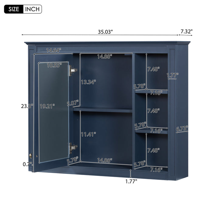 Bathroom Vanity With Mirror Cabinet, Single Sink With 2 Soft Closing Doors And 4 Drawers