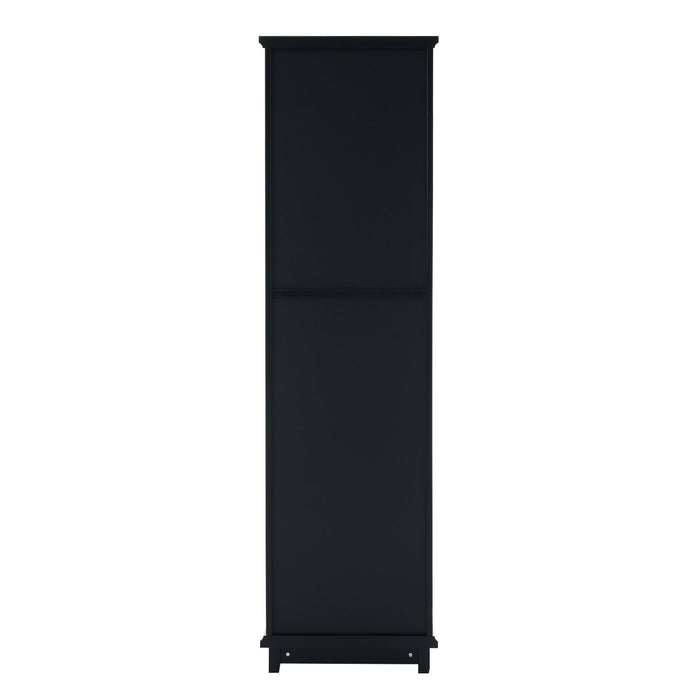 Tall Bathroom Storage Cabinet With Glass Doors, Free-Standing, Two Drawers, And Adjustable Shelves, Board, Painted Perfect For Displaying Your Favorite Items