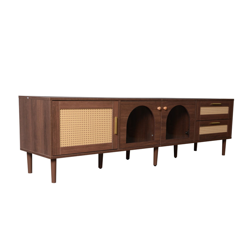 TV Stand With App-Controlled LED Lights, 2 Drawers & Door Storage