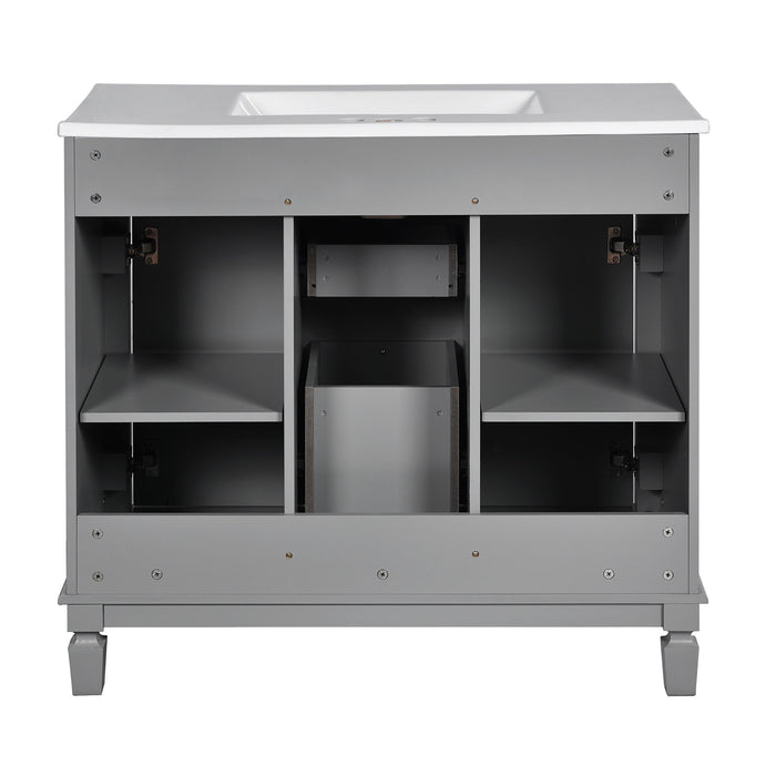 Bathroom Vanity With Top Sink, Basin On Cabinet With 2 Soft Closing Doors And 2 Drawers