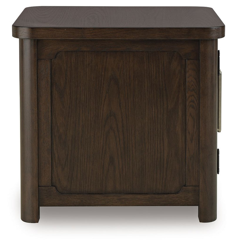 Breckington - Rectangular 2-door End Table - Dark Brown