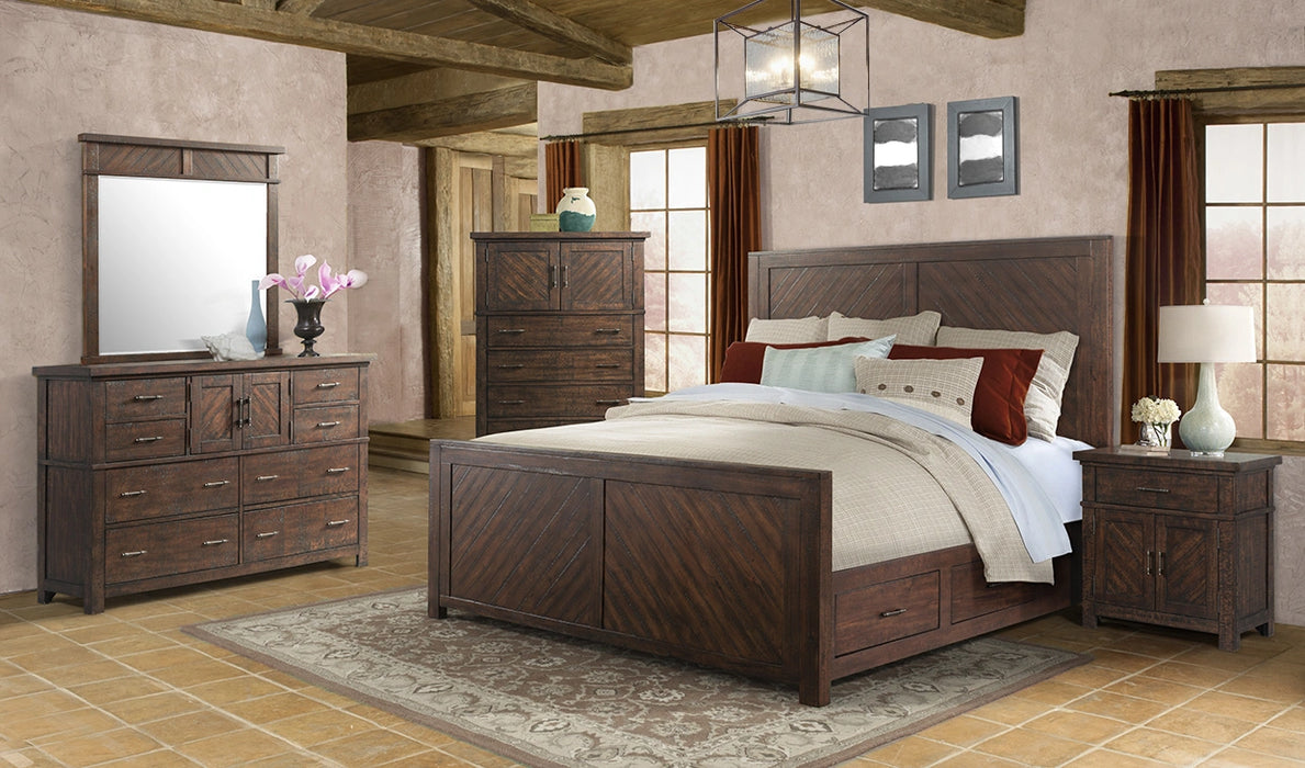 Jax Platform Storage Bedroom Set in Cherry