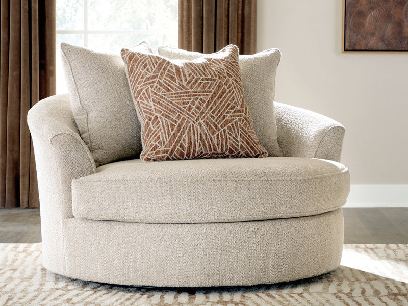 Steelwater Retreat - Oversized Swivel Accent Chair - Latte
