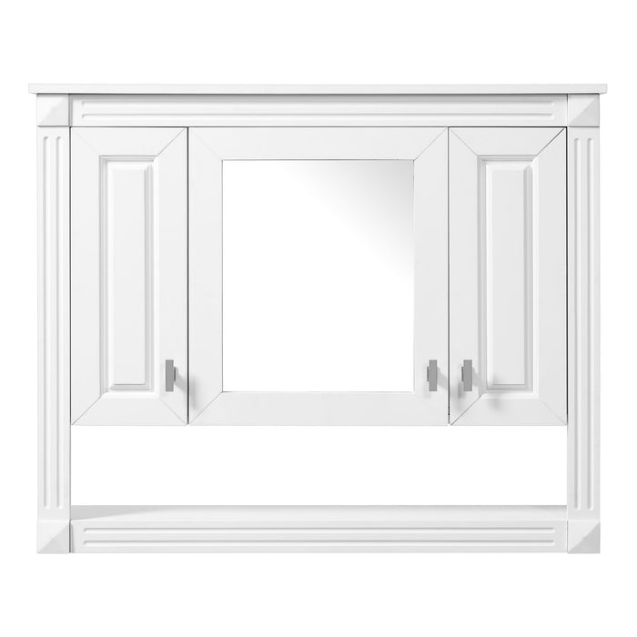 Wall-Mounted Bathroom Cabinet With Mirror And Open Shelf - White