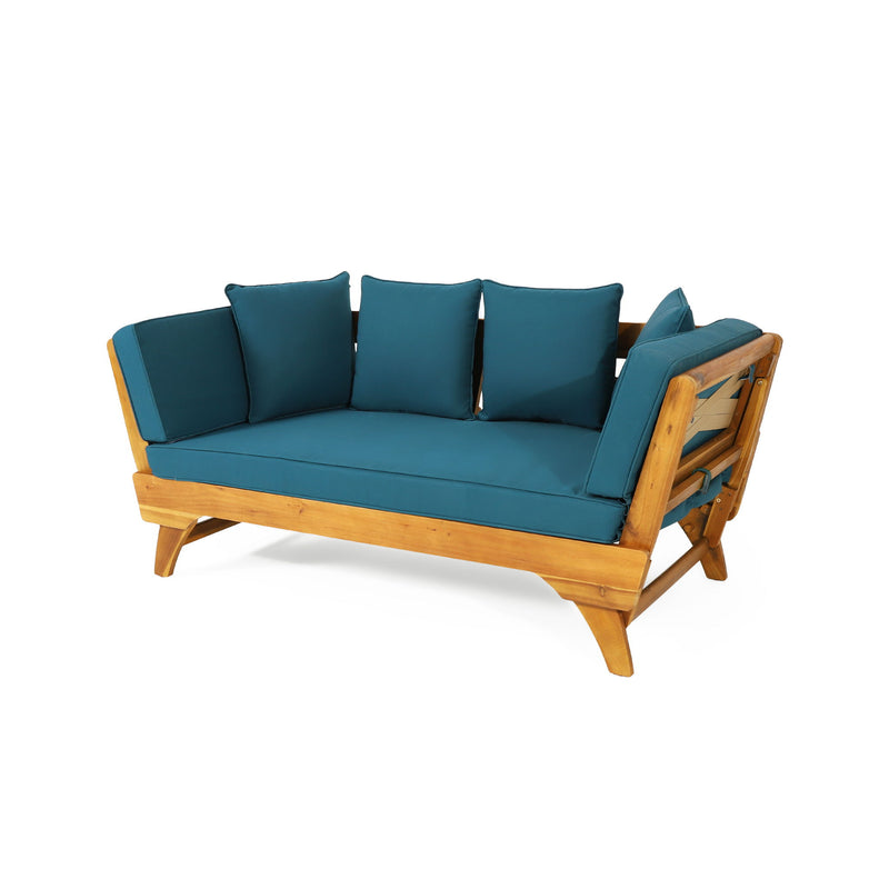 Outdoor Acacia Wood Expandable Daybed With Cushions