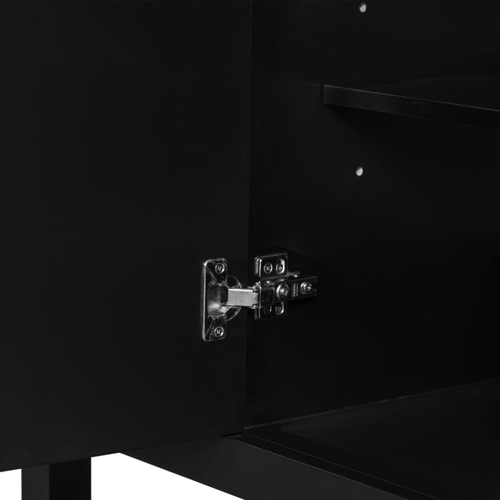 36" Bathroom Vanity Base With 2 Cabinet And 3 Drawers - Black