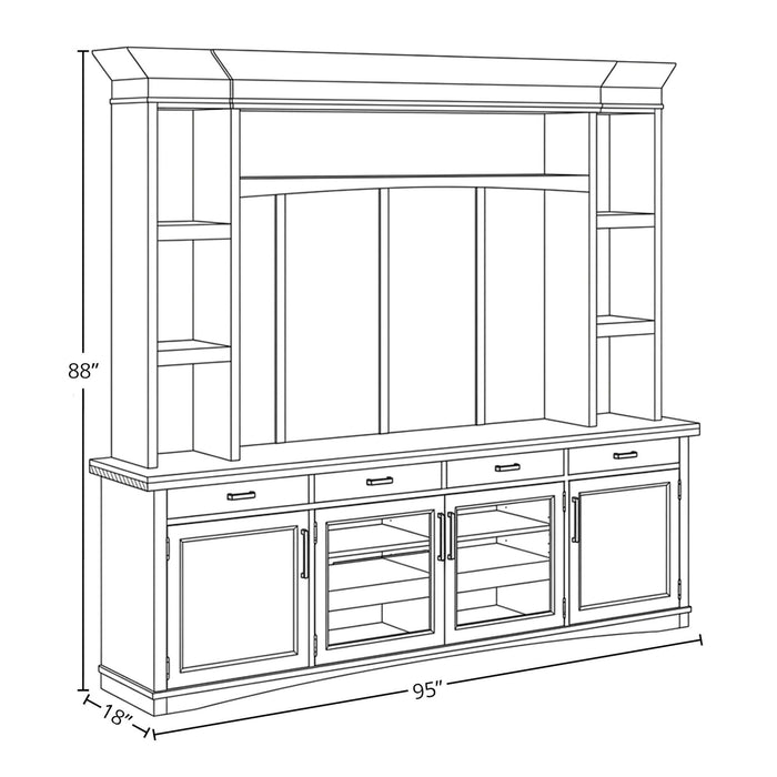Americana Modern - TV Console with Hutch, Backpanel and LED Lights