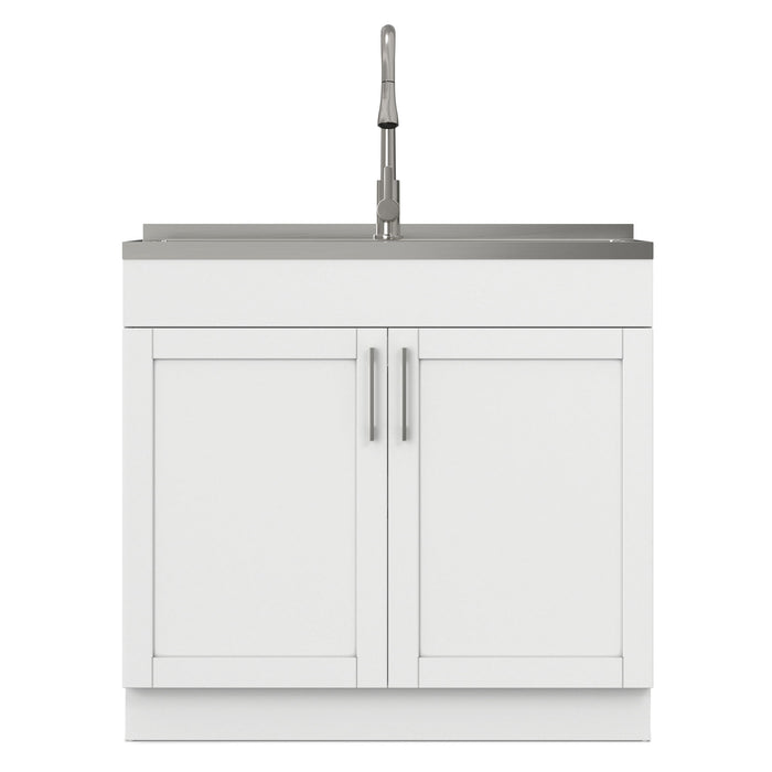 Modern Shaker All-In-One Laundry Utility Sink And Cabinet With Pull-Out Faucet