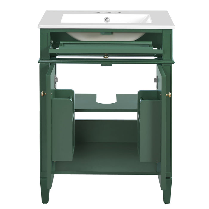 Bathroom Vanity With 2 Doors And Tip Out Drawer, Soft Closing Hinges
