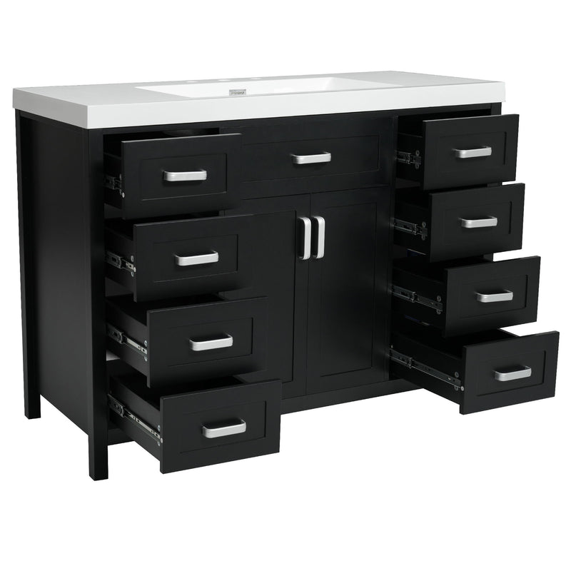 Bathroom Vanity With Sink, 2 Doors 8 Drawers, Soft Close System, Classic Design