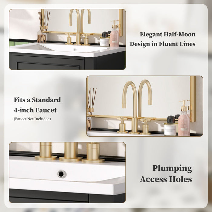 Bathroom Vanity With Integrated Sink, 2 Door Cabinet, Single Sink For Small To Medium Bathrooms