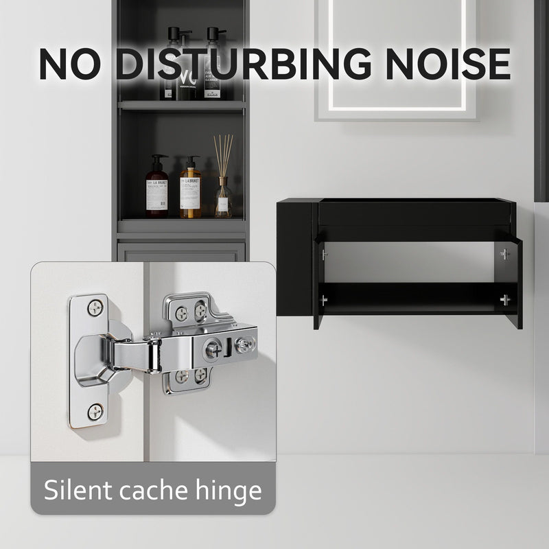 Floating Bathroom Vanity Cabinet, Soft Close Double Drawers, Open Side Storage, Wall Mounted, Cabinet Only