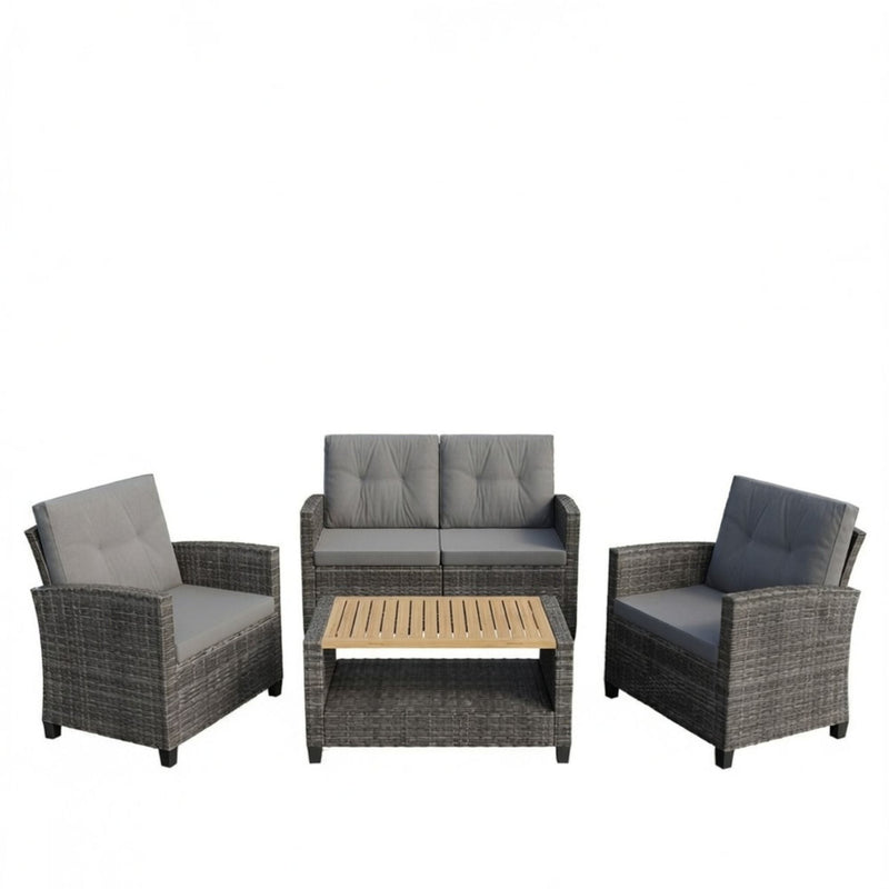 Modern All-Weather Patio Set With Cushions And Table