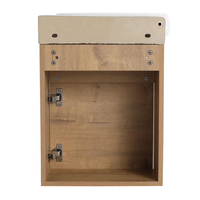 Modern Bathroom Vanity With Ceramic Basin, Wall Mounted Floating Sink Combo, Storage Cabinet