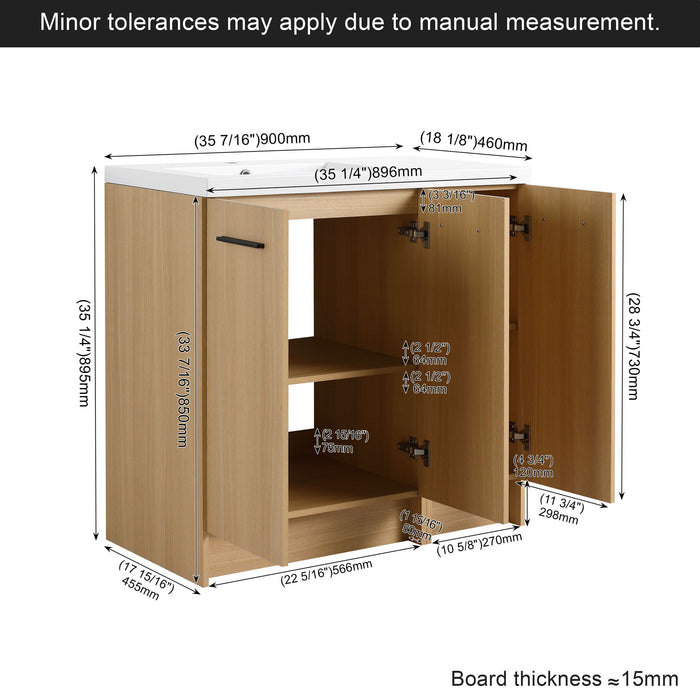 Freestanding Bathroom Vanity Set With Tall Linen Cabinet, 3 Door Storage Cabinet, Single Sink