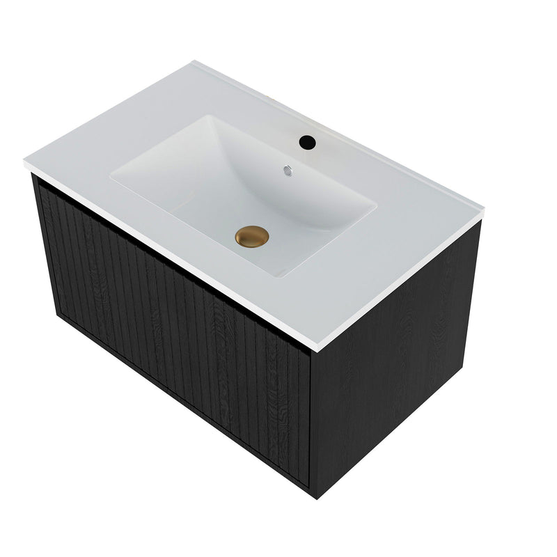 Wall Mounted Floating Bathroom Vanity With Sink And Drawers