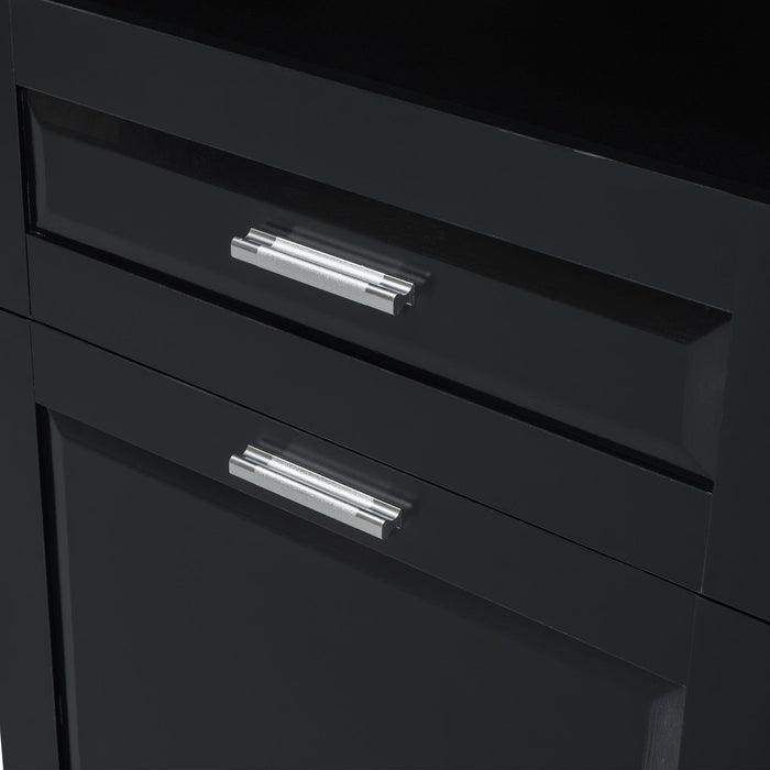 Tall Bathroom Cabinet With Tilt-Out Laundry Basket And Upper Storage