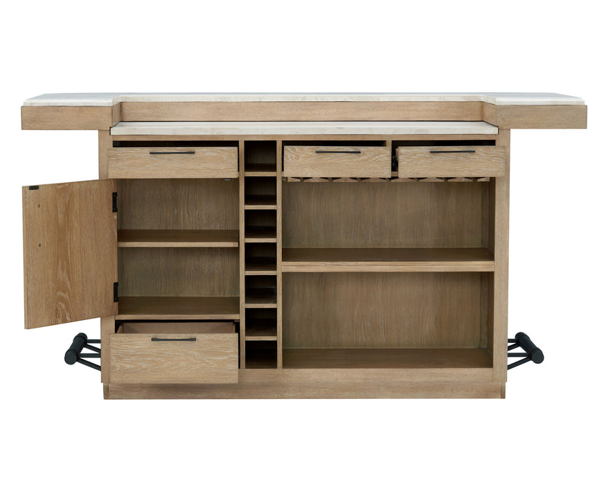 Escape - Dining Bar With 2 Upholstered Swivel Barstools - Glazed Natural Oak / Black Metal Trim