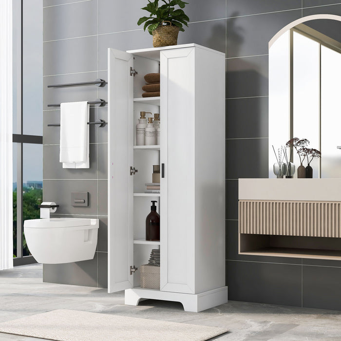 Storage Cabinet With Adjustable Shelves, 2 Doors, Rectangle Design For Bathroom