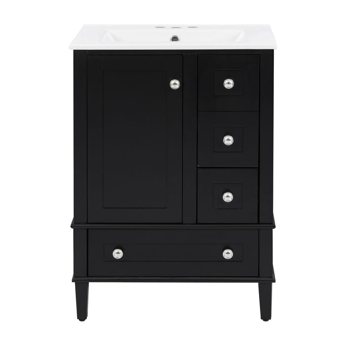 Bathroom Vanity With Integrated Basin, Soft Close Drawers, Door Mounted Double Layer Shelf