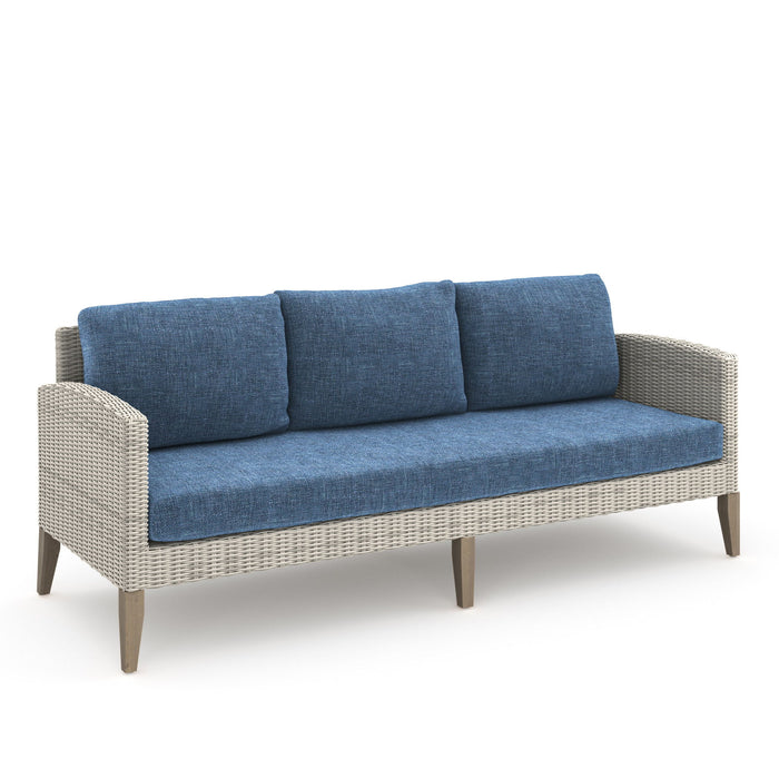 Carezza - 5 Piece Set (Sofa & 2 Club Chairs & 2 Stools) - Dark Blue