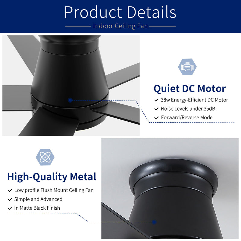 Flush Mount Ceiling Fan With Light