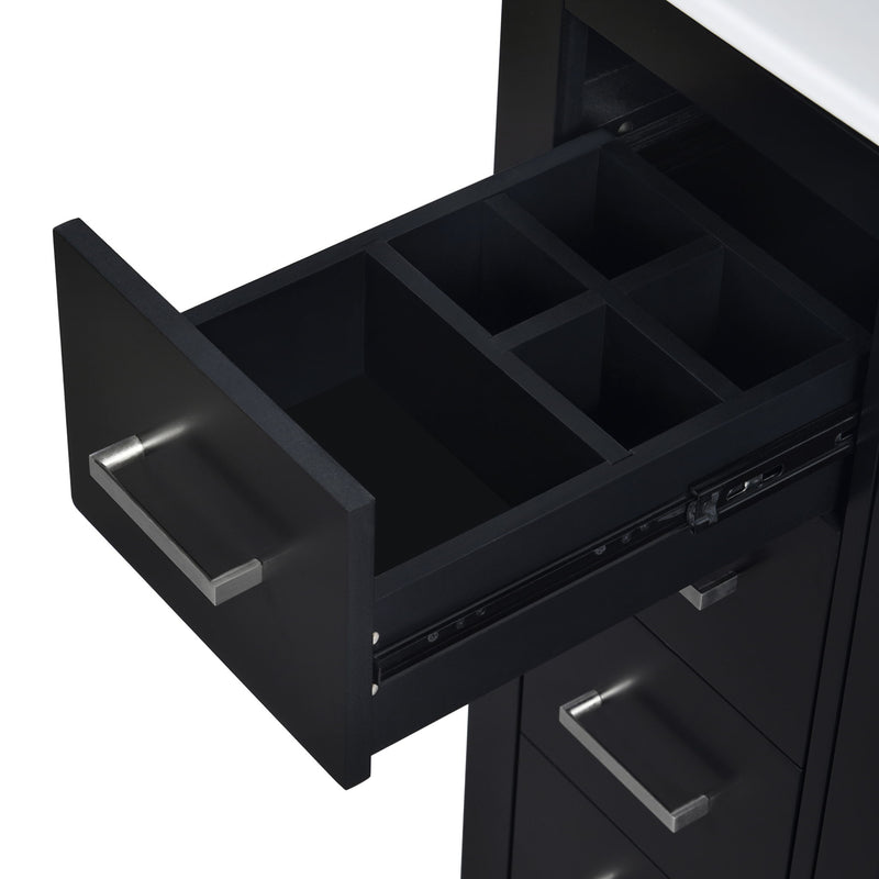 Ceramic Sink Combo, Freestanding Vanity Set With 3 Drawers & Soft Closing Doors