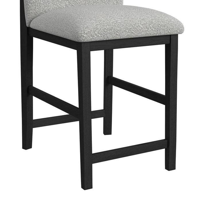 Portland - Round Back Barstool With Fabric (Set of 2) - Gray / Black