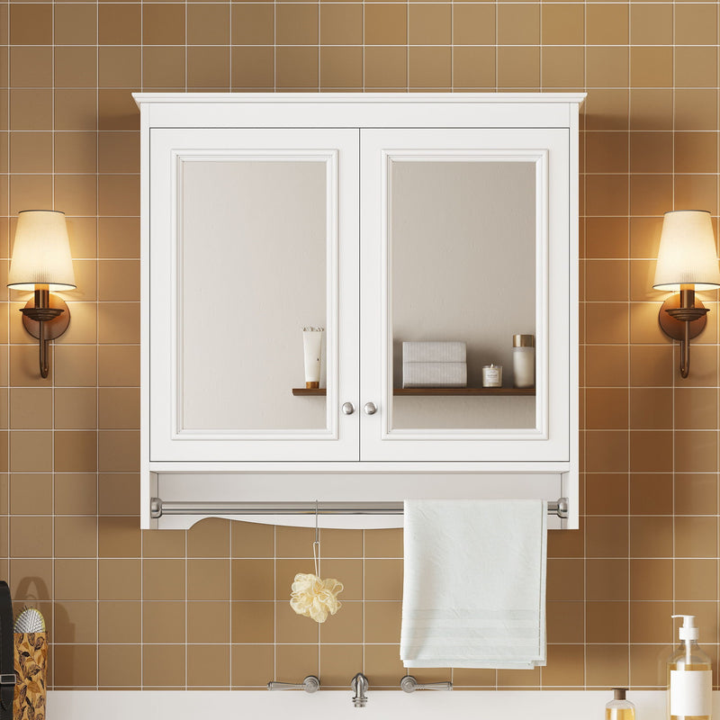 Modern Wall-Mounted Mirror Cabinet With Adjustable Shelves, Soft-Close Doors, High-Definition Mirror